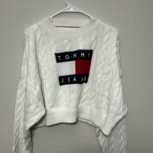 Tommy Crop Top sweater, super comfortable; like new!